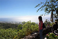 Wanderurlaub in einer Ferienwohnung auf Teneriffa - Urlauberin schaut auf die Südwestküste von Teneriffa