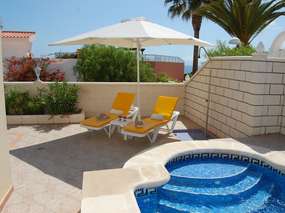 Ferienhaus mit Privatool am Meer