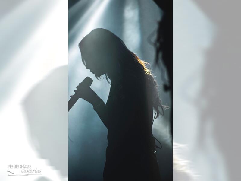 Blick auf eine Sängerin bei einem Konzert